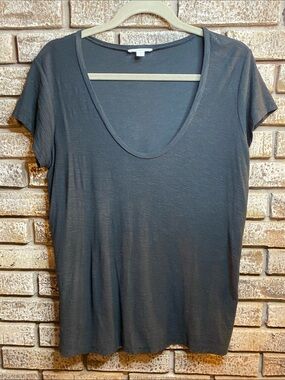 James Perse Size 3(Large) Black Scoop Neck Short Sleeve Tee